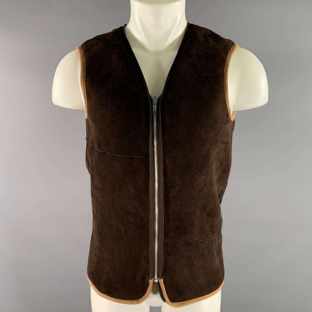 MAISON MARTIN MARGIELA Size M Brown Reversible Shearling Full Zip Vest
